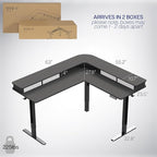 VIVO Electric 2-Tier Corner L-Shaped 63 x 55 inch Standing Desk, Height Adjustable, Memory Controller, Black Top Black Frame, Dark Gray Drawers, DESK-E3CVB