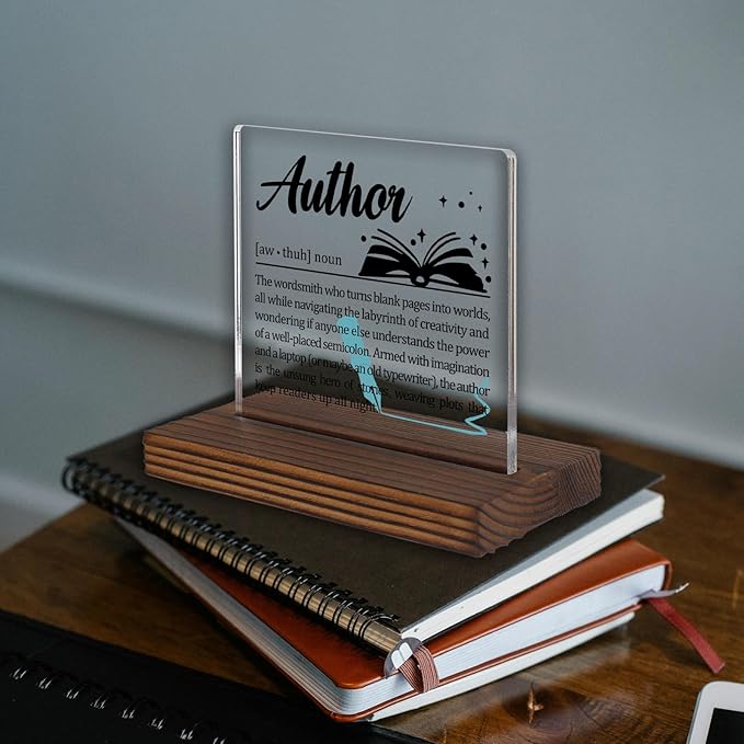 Author Gifts, Funny Desk Sign for Writers and Storytellers, Inspirational Definition Plaque for Novelists, Book Lovers, and Literary Creatives PA054