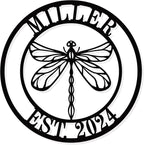 Custom Dragonfly Metal Sign, Tropical Dragonfly Garden Art, Metal Last Name Monogram, Garden Hanging Decoration, Gift For Her, Address Sign