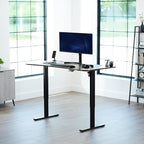 VIVO Electric 63 x 32 in Rustic Standing Desk, Memory Height Adjustment, 1B Series, Holds 220 lbs, Vintage Brown Top Black Frame, DESK-KIT-1B1N