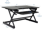 Rocelco 40" Large Height Adjustable Standing Desk Converter - Quick Sit Stand Up Dual Monitor Riser - Gas Spring Assist Computer Workstation - Retractable Keyboard Tray - Black (R DADRB-40)