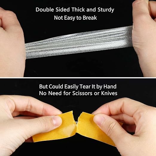 MILEQEE 3Pack Double Sided Tape Heavy Duty, 2in x 66FT (198FT Total), Super Sticky Resistente Clear Tape, Universal High Tack Strong Wall Adhesive with Fiberglass Mesh,Easy Use Mounting Tape