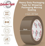 Ealyder Tape Brown Packing Tape 2 inch x 60 Yards, 3 Rolls with Dispenser – Heavy Duty Parcel Sealing Tape for Shipping, Moving and Storage, Total 180 Yards