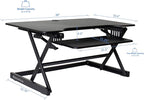Rocelco 38" Large Height Adjustable Standing Desk Converter - Quick Sit Stand Up Dual Monitor Riser - Gas Spring Assist Tabletop Computer Workstation - Retractable Keyboard Tray - Black (R DADRB-38)