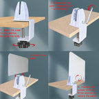 Jhanw Divider Clamp For 1/8" To 0.51" Panel, Adjustable Partition Clamp For 0.32" To 2.04" Desktop, Standing Desk Accessories For Privacy Folders, White Sneeze Guard Holder 2-Pack