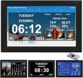 TIMEMOON Digtial Calendar Clock with Day and Date Alarm Clock with Weather Temperature Humidify Alzheimers Elderly Auto Dimmable 8 Alarm Options (10.1 Inch Black)