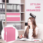 Henoyso 36 Pcs 3 Ring Binder 0.5 Inch Round Fits Letter Size 8.5'' x 11'' Paper Plastic Flexible Binder Bulk Holds 140 Sheets with 1 Pockets Versatile Organizer for Home Office School (Pink)