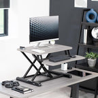 VIVO 26 inch Desk Converter, K Series, Height Adjustable Sit to Stand Riser, Dual Monitor and Laptop Workstation with Keyboard Tray, Gray Top, Black Frame, DESK-V026KG