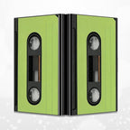 BWEGRHE Slim Credit Card Holder, Green Tape Cassette RFID Blocking Metal Wallet for Men & Women, Aluminum Minimalist Hard Case Pocket-Sized Business Cards Organizer (Fits Up to 10 Cards)