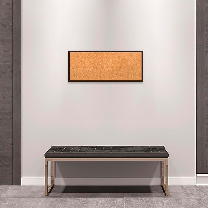 Amanti Art Natural Cork Board for Wall, 13x31 Vision Board with Brown Wood Frame, Medium Corkboard Office Decor for Home Organization, Rustic Farmhouse Corkboard Pinboard to display items for home