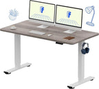 FLEXISPOT EN1 One-Piece Standing Desk with 1-Inch Thick Seamless Desktop, 55"x28" Electric Height Adjustable Desk for Home Office, Multi-Monitor Setups & Easy Assembly, Gray Wood