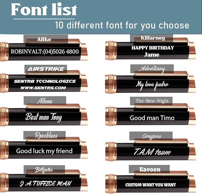 Ancolo Personalized Ballpoint Pens - Luxury Writing Pen with 10 Black Ink Refill Engraved with Your Message Name on the Pens Gift Set for Man/Women/Writers/Collection/Journalist