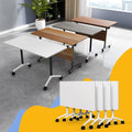 Conference Table Flip Top Mobile Conference Room Tables,Folding Conference Table with Wheels,Large Meeting Training Seminar Table Saving Space for Office Classroom (4, White, 55.1'')