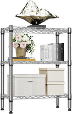 M MZG 750 lbs 3 Tier Shelf Metal Storage Shelves Wire Rack Closet Organizers for Garage Kitchen Bathroom Laundry Chrome 11.8" D x 25.6" W x 31.5" H