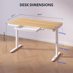 FLEXISPOT 55" Electric Standing Desk with Drawers, Quick Assembly Home Office Sit Stand Desk with Storage, USB Charging, Computer Desk for Home Office (Maple Top + White Adjustable Frame, Comhar)