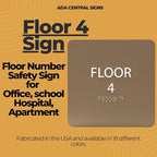 Red ADA Floor 4 Sign with Braille – Made from Durable Acrylic and Ready to Mount