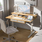 FiCiHi Adjustable Height Standing Desk with 4 Drawers,48 x 30 inches Electric Sit Stand Home Office Desk with Two Tiers, 3 Memory Presets, Monitor Stand Riser, USB A/C Charging Port