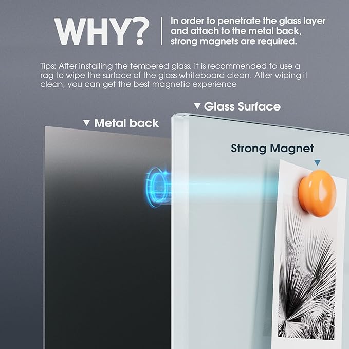 MaxGear Glass Whiteboard Tempered Magnetic Dry Erase Board 72 x 48 Inch Ultra White, Frameless Wall Mounted, Office Classroom Conference Room Home Use, Includes Markers, Eraser, Magnets & Mounting Kit