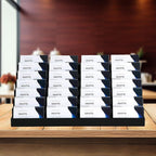 Vevitts Acrylic Business Card Holder for Desk Multiple Business Card Holders 28 Slot 7 Tier Large Business Card Organizer Business Card Display Rack Black Plastic Business Card Stand for Home Office