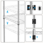 M MZG 1000 lbs 4Tier Shelf Metal Storage Shelves Wire Rack Closet Organizers with Wheel for Garage Kitchen Bathroom Laundry Chrome 13.7" D x 23.6" W x 53.4" H