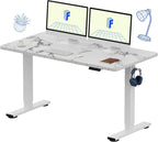 FLEXISPOT EN1 One-Piece Standing Desk with 1-Inch Thick Seamless Desktop, 55"x28" Electric Height Adjustable Desk for Home Office, Multi-Monitor Setups & Easy Assembly, Marble Gray