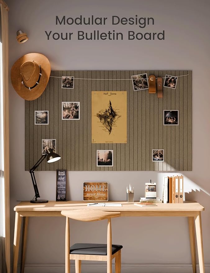 Large Felt Bulletin Board 48" x 36" Cork Board Alternative-12 Pack with 70 Safe Removable Adhesive Tabs, Cork Boards for Walls Cork Board for Home Office Classroom Pin Board-Earth Brown