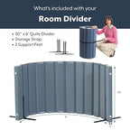 Angeles 30" x 6' Quiet Divider With Sound Dampening Panels, Freestanding Room Divider Wall, Gray