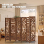 ALeesing 6 Panel Wood Room Divider Fully Assembled, Decorative Room Dividers and Folding Screens, 5.6Ft Room Divider Screen Freestanding Partition Wall Dividers for Home Bedroom Office, Dark Brown