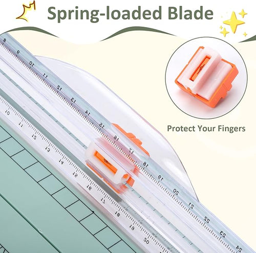 2 Set A4 Paper Cutter 12 Inch Titanium Paper Trimmer Scrapbooking Tool with 2pcs Replacement Blades with Automatic Safety Guard and Side Ruler for Craft Paper,Cardstock,Photo,Coupon, Label