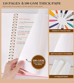 Blank Spiral Notebook Journal 8.5” x 11”, A4 Large Pink Sketch Book for Women Men, 100 GSM Blank Paper Drawing Notebook, Plastic Hardcover Spiral Bound Sketchbook for Sketching Work School Writing