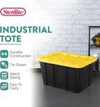 Sterilite 12-Pack Industrial Tote, Plastic Storage Container Bins with Lids, 27 Gallon - Heavy-Duty Organizing Containers for Closet, Bathroom, and Office