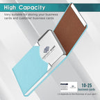 DMFLY Business Card Holder, Pocket Business Card Case, Slim Card Holders for Men or Women, PU Leather Business Card Carrier Metal RFID Blocking Name Card Holder with Magnetic Clasp