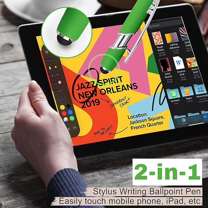 Custom Pens Bulk Personalized Ballpoint Pen with Stylus Tip Customized Engraved Pens with Name Logo Soft Black Ink with Touch Metal Office for Business Office Teacher School Corporate Gifts Black