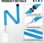 12-Pack Sky Blue Breakaway Lanyards with Waterproof Badge Holders, Polyester Neck Straps for ID Cards, Events, Office, and Schools
