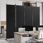 C-Hopetree 4 Panels Room Divider, 6 Ft Tall Indoor Folding Privacy Screen, Portable Partition Separator, Freestanding Separation Temporary Wall for Office, Bedroom, 80" W X 71" H, Black