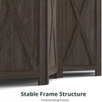 Cozy Castle Wood Room Divider, 6 Panels Folding Privacy Screen, 66.9'' Wall Divider, Barnwood Room Separator, Freestanding Partition, Temporary Wall for Decorative, Rustic Brown