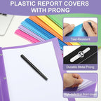 PATIKIL Plastic Report Covers with Prong, 10 Pcs 80 Sheet Clear Front Presentation Binders with 3 Metal Prong Fasteners Report Folder for Resume Documents Files Letter, Blue