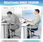 BlissTrends Donut Pillow Seat Cushion, Donut Chair Cushions for Postpartum Pregnancy & Hemorrhoids, Tailbone Pain Relief Cushion, Memory Foam Lifting Cushions for Office & home Chairs (Blue, XX-Large)