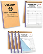 Custom Carbonless Invoice Book with Logo, Personalized Cover & Inner Pages, 2 Part NCR Receipt & Work Order Forms, Easy Tear, Writing Shield for Small Business (2-Part [White/Blue], 10.24 * 7.48INCH)