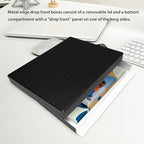 Lineco Museum Archival Storage Box, 9.75x12.75x1.5 in. Drop Front Design. Acid-Free with Metal Edge. Organize Photos, Pictures, Prints, Documents, Crafts, DIY. Black, 1 Pack