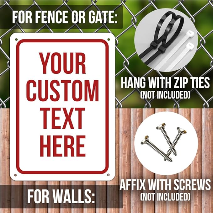 Custom Sign, Personalized Signs for Office, Business, Workplace, Warehouse, Airbnb, Warning Label, Delivery Red Border Signs, 12 x 18 Inches, Rust Free PVC, Waterproof, Hazard Information, Made in USA (Multi-color, 12 x 18")