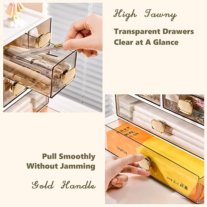 OSteed Spacious Desktop Storage Box, 1 Large Storage Drawer, Stackable Office Desk Drawer Organizer and Accessories, Printer Paper Organizer, Orange Plastic Drawers for Workspace & Home