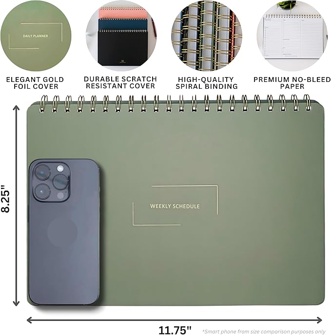 Merely Home Undated Weekly Schedule | Business Planner | 8.25” x 11.75” ADHD Organizer | Premium Multi-Layout Schedule | Black | Landscape Layout