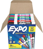 EXPO Low Odor Dry Erase Markers Chisel Tip Assorted Fashion Colors 36 Count for Classroom Office & Home Use
