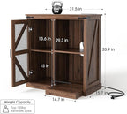 JOINICE,Printer Stand with Storage,File Cabinet with Socket and USB Charging Port,Farmhouse Paper Shredder Stand Rack with Slide-Out Shelf,Walnut