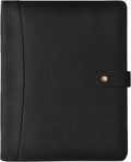 Leather Village Leather Portfolio Organizer - Professional Business Padfolio for Men & Women - Stylish Document Card Holder, Resume Folder, Folio for A4/Letter Size Writing Legal Pad, Black