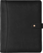 Leather Village Leather Portfolio Organizer - Professional Business Padfolio for Men & Women - Stylish Document Card Holder, Resume Folder, Folio for A4/Letter Size Writing Legal Pad, Black