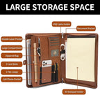 Geslun Personalized Vegan Leather Portfolio, Legal Size 8.5 x 14 Pad Holder, Custom Business Padfolio for Men Women, Zippered 14" Laptop Organizer, Professional Notepad Folio, Brown