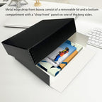 Lineco Museum Archival Storage Box, Drop Front Design with Metal Edges Removable Lid, 8.5 X 11 X 3 inches Acid-Free Photo Album Case, Preserve Prints Pictures, Magazine, Documents, Artworks, Black