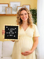 Changeable Felt Letter Board with LED Lights - 10×10" Message Custom Signs & Wood Stand & 450 Letters, Poster Board for Valentine's Day/Baby/Pregnancy Announcement/Classroom Wall Decor Gifts, Black
